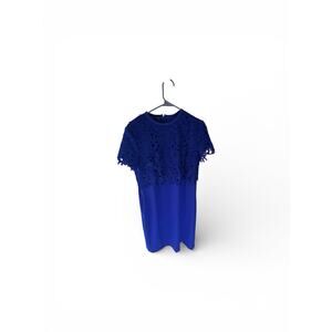ESCADA Royal Blue Lace Top Sheath Dress – Short Sleeve Cocktail Dress